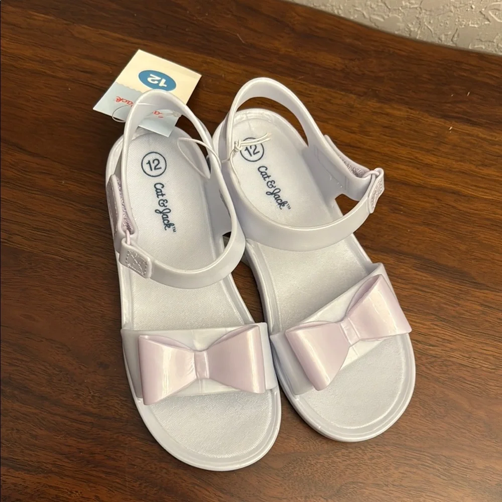 Cat & Jack Sandals with bow 💜 sz 12 - Picture 2 of 4
